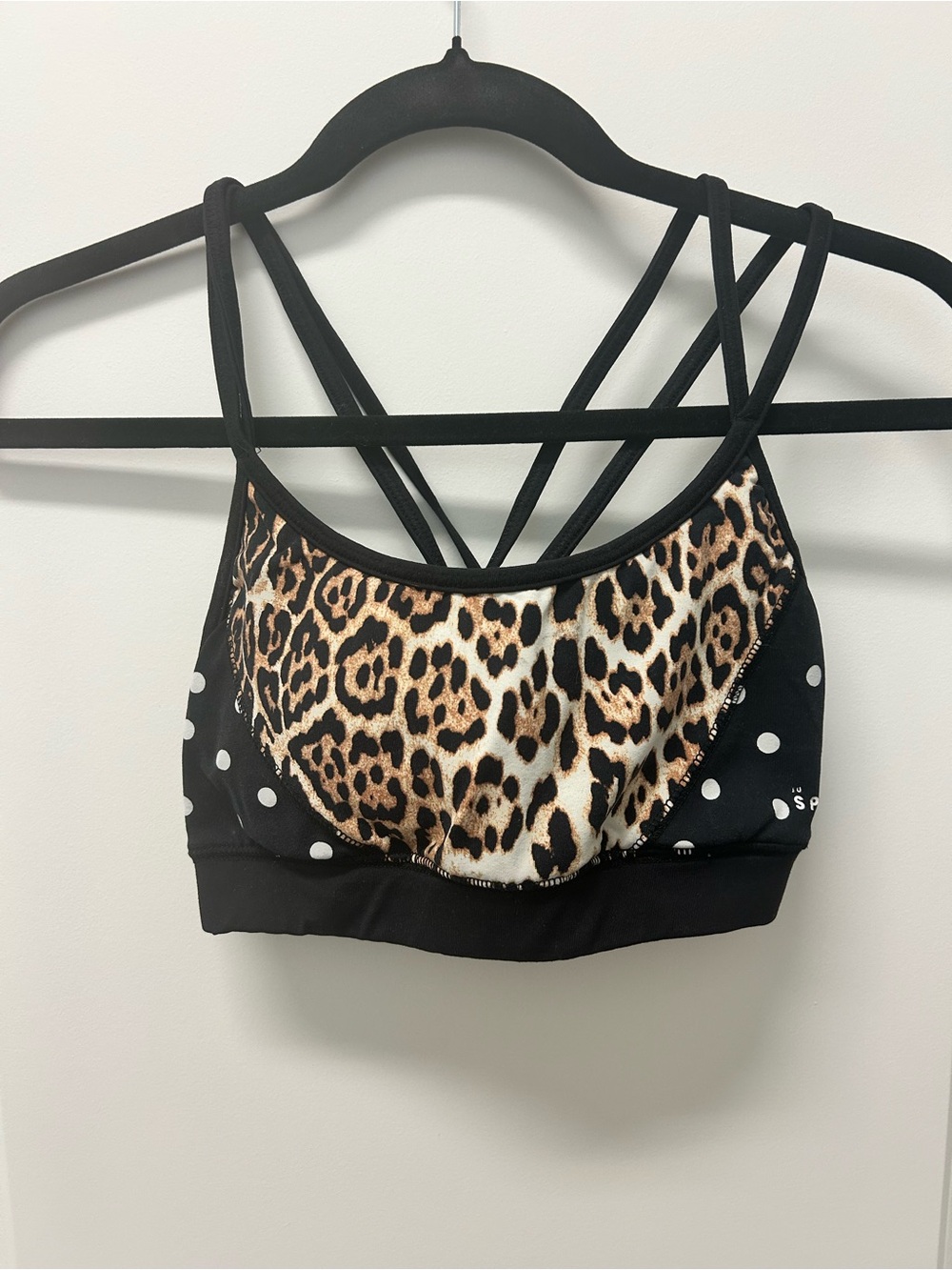 Juicy Couture Leopard Print & Black Strappy Sports Bra